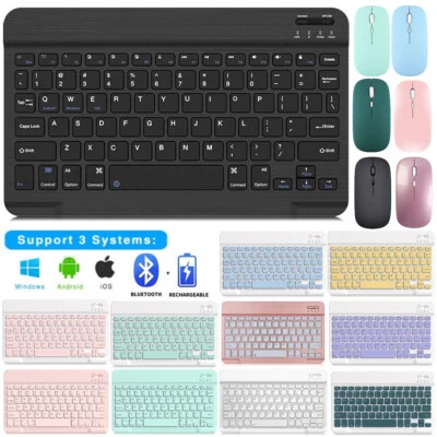 Bluetooth Wireless Keyboard and Cordless Mouse For iPad Android Tablet PC Laptop