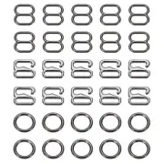 60 Pcs 6mm Bra Strap Hooks, Alloy Adjustment Slide Bra Strap Clips, Black