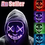 Cosplay Led Costume Wire Light Up Fluorescent Mask Halloween Scary Purge Face