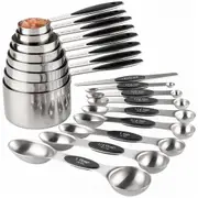 17Pcs Measuring Cups and Spoons Stainless Steel Baking Teaspoon Kitchen Gadget Kit