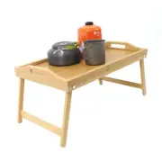 Bamboo Wooden Bed Tray Breakfast Tray Sofa Table Folding Legs Serving Laptop D
