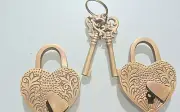 2 HEART LOVE engraved PADLOCK 3" Vintage old stye solid brass keys lock bridge B