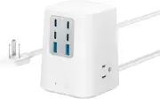 Anker 9-in-1 Charging Station 3AC Outlet 4 USB C Power Strip Surge Protector,5ft