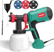 HYCHIKA Paint Gun, 600W HVLP Paint Gun, 1200ml Tank, 4 Nozzles and 2 Cleaning Tools, Easy to Clean, 3 Pattern Paint Sprayer for Walls and Ceilings, Fences