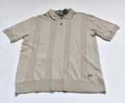 Buffalo David Bitton Men's Button Knit Polo Tan Size L - Heavy Fabric