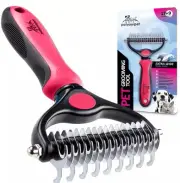 Double-Sided Deshedding Brush Undercoat Rake Dogs Cats Shedding +Bonus (B1-C3