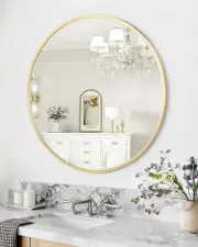 Gold Circle Mirror for Wall 32 Inch, round Mirror, HD Eco-Friendly round Bathroo