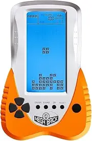 TAQY Blue Backlight Block Game Console 3398 in 1 Retro Tank Battle/Snake Pocket Puzzle Game Console Portable Handheld Game Console Made of Building Blocks Gifts for Teenagers / Children (Orange)