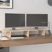 Wooden Monitor Stand, Computer Screen Riser Stand for Desktop, Modern Design, 100 x 27 x 15 cm, Solid Wood Pine