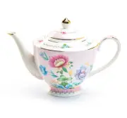Grace Teaware Pink Flower Garden Fine Porcelain Teapot