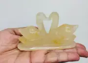 Natural Citrine Mandarin Ducks Love Birds (Male and Female) Hand Carved Ducks