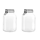 2 x 3L Glass Jar Clip Lock Lid Food Kitchen Pantry Storage Canister Container
