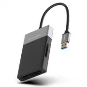 6 In 1 Multi Memory Card Reader ABS Aluminum Alloy Shell PVC Wire Reader USB 3.0 2 Port HUB High Speed Adapter For XQD CF SD TF