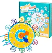 Clock Toy for Toddler,Preschool Teaching Time Activity Adhesive Cardboard | Reusable Homeschool Supplies for 3+ Years Old Toddler Children