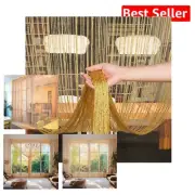 Tailorable Gold String Curtain Panels 118 x 100 Inches for Classic Home Decor