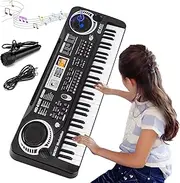 61 Key Digital Music Piano Keyboard for Kids,Portable Electronic Musical Instrument,Multi-function Keyboard with Microphone Gifts for Boys and Girls(Over 3 Years Old)