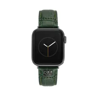 SM 綠色仿皮錶帶配鱷魚紋Apple Watch錶帶 42/44/45MM