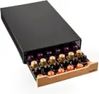 GEOMM Coffee Pods Bamboo Storage Drawer Compatible with Nespresso Pods, Metal...
