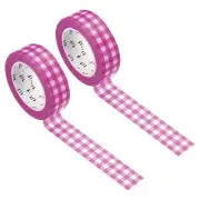 Washi Tape 0.59 Inch x 10.93 Yards, 2 Roll Grid Pattern Sticker Rose Red