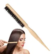 Pro Handle Hair Teasing Brush Three Row Natural Boar Bristle Hair Comb