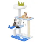 Costway 86cm Cat Tree Scratching Posts Tower w/Toys Cat Activity Center Blue