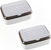 2Pcs Plastic Soap Holder with Drain Tray and lid,Removable Bar Soap Case Container, Portable Waterproof Soap Dish Soap Box for Bathroom Shower Home Outdoor Camping Travel Hiking Gym (Grey+Grey)