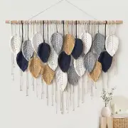 Alynsehom Large Macrame Wall Hanging, Boho Handmade Leaf Feather Bohemian Wov...