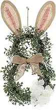 Cabilock Easter Wreath Decor Hanging Wreath Photo Prop Decoration Wall Bow Bunny Wreath Prop Ornament Porch Door Hanging Decoration for Holiday Festive Spring Scene