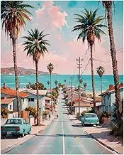 TAOPAOLAB Ocean View Street Paint by Numbers Kit for Adults - DIY Palm-Lined Road Painting on Canvas 16x20In, Acrylic Paint Set, Suitable for Beginners, Art for Home Decoration or Gifts