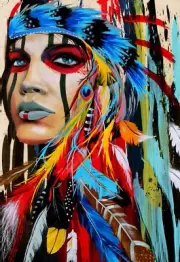 Red Indian Native American Abstract Home decor wall quality Canvas print art