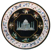 36" round Marble Inlay Work Table Top Pietra Dura art Coffee Table top