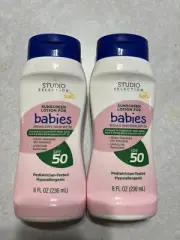 STUDIO SELECTION SUN Lot Of 2 Sunscreen For Babies SPF 50 UVA-UVB 8oz Sunblock