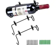 2 Pieces Metal Hanging Wine Rack Red Wine Bottle Display Rack With Screws For Adults Liquor Drinks Bottle Storage Rack