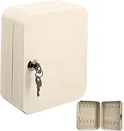 HOMSFOU Box Key Cabinet Box Key Organizer Security Cabinet Key Holder Wall Mount Key Rack Key Holder Wall Case Wall Mount Holder Safe Keys Organizer Cabinet Locks Iron Plate White