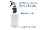 2 x Squeeze N Spray Bottle Garden Watering Kit Plastic Empty Spray Bottle 1L Hair