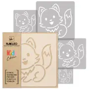 5x reusable PLASTIC Stencils // 13.4" to 3.5" // Nursery KIDS Template // FOX