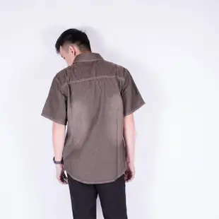 【KUPANTS】古著風刷色短袖襯衫丹寧外套夾克男裝-咖啡7703