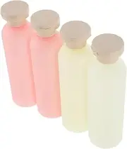 SHOWERORO 4pcs Refillable Travel Containers Empty Plastic Bottles for Shampoo Shower Gel Lotion Portable Flip Cap Dispensers
