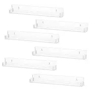 6 PCS Clear Acrylic Floating Shelves Book Shelf Display Ledge,5 MM Thick Wall...
