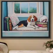 Cozy Beagle Bichon Canvas Print Dog Portraits Wall Art for Home Reading Nook