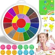 Finger Painting Kit, 25 Colors Washable and Innocuity Finger Drawing Kit with Book and 12 pcs Picture Stamps for DIY Craft