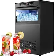 Commercial Ice Maker Machine,120kg/24 Hours Ice Production,3 Ice Cubes of Different Thickness,for Restaurants,Bars,Homes,Offices,Tea House,Coffee Shop,220v-310w