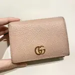 GUCCI GG MARMONT 短夾 櫻花粉 正品