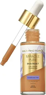 Max Factor Miracle Pure 2in1 Skin Reset Serum Foundation, 80-85, Medium, Vegan Formula, Evens Skin Tone, Medium Coverage, Satin Matte Finish, Niacinamide & Bisabolol, 30ml