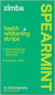 [Zimba] Teeth Whitening Strips Vegan Enamel Safe Hydrogen Peroxide For Coffee,Wine, Tobacco, And Other Stains,28 Strips (14 Day Treatment) 28 Count (Pack Of 1) Spearmint