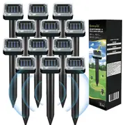 SpringUp 12pcs Garden Snake Repeller Multi Pulse Ultrasonic Solar Powered Pest Repellent
