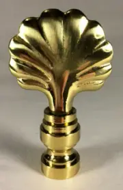 New 2 1/8" Solid Brass Scallop Shell Lamp Harp Finial Polished & Lacquered LF158