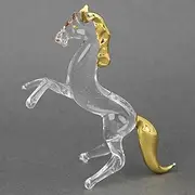 Glass Of Venice Murano Glass Horse Clear with Gold - Hand Blown Figurine Collectible Glass Art Stallion Clear Sculpture 3-1/2 Inches Tall