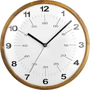 TAHITICA Wooden Wall Clock, 30cm Modern Non-Ticking Silent Wall Clocks Quartz Decorative Clocks, Classic Large Number Round Clock for Bedroom Home Kitchen Room Office School