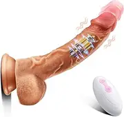 Thrusting Dildo Vibrator with 8 Vibrating Modes , Realistic Telescopic for G-spot Stimulation, 8.6 Inch Wireless Automatic Vibrating Heating Dildos Sex Toy for Women and Couple